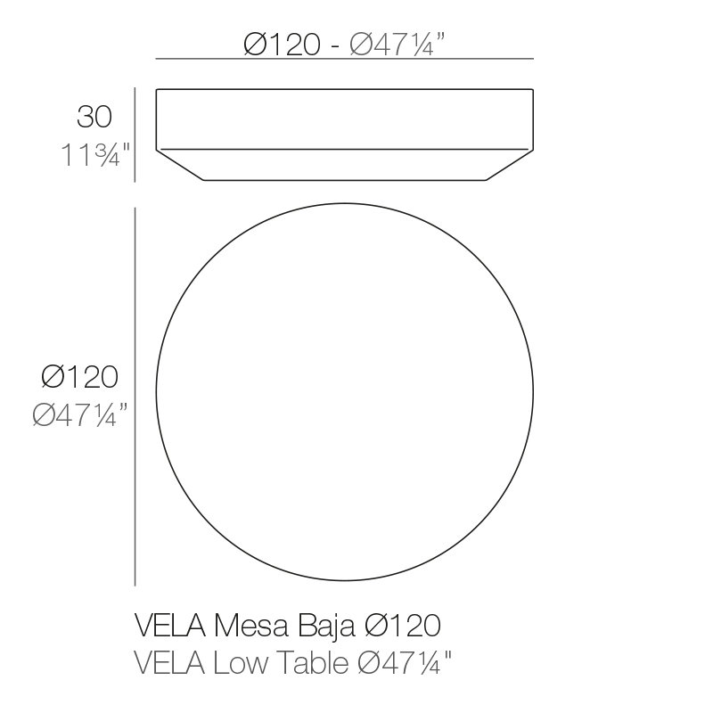 Vela Plastic Coffee Table, Steel, 47.25"