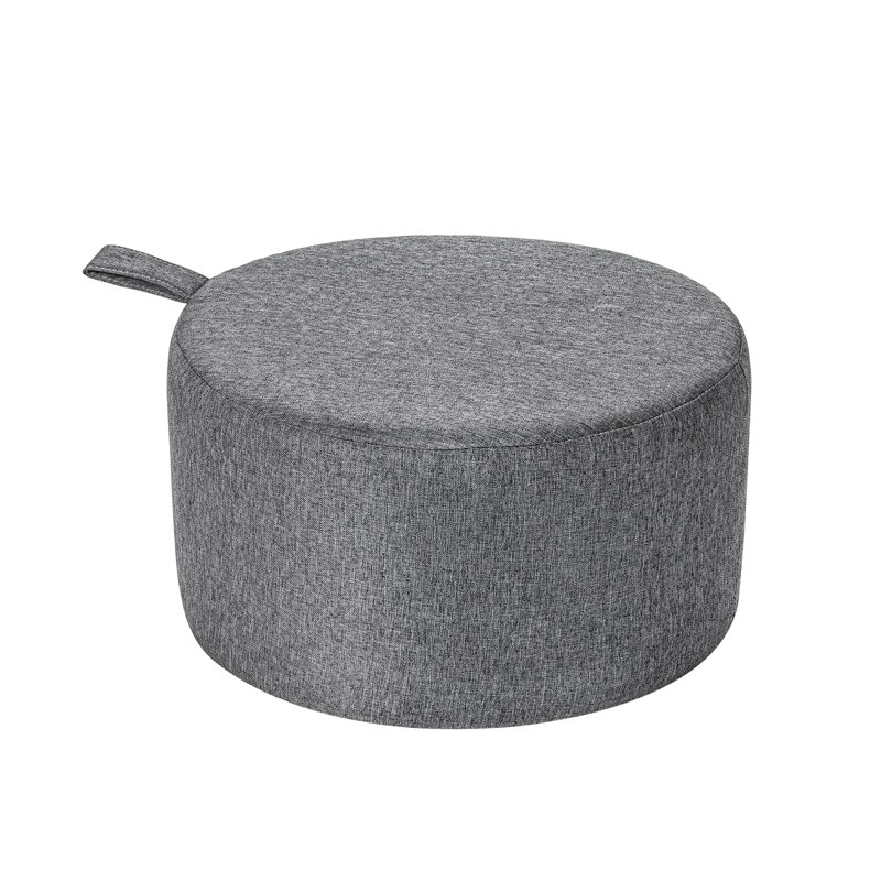 15" Compact Round Ottoman Footrest, Gray