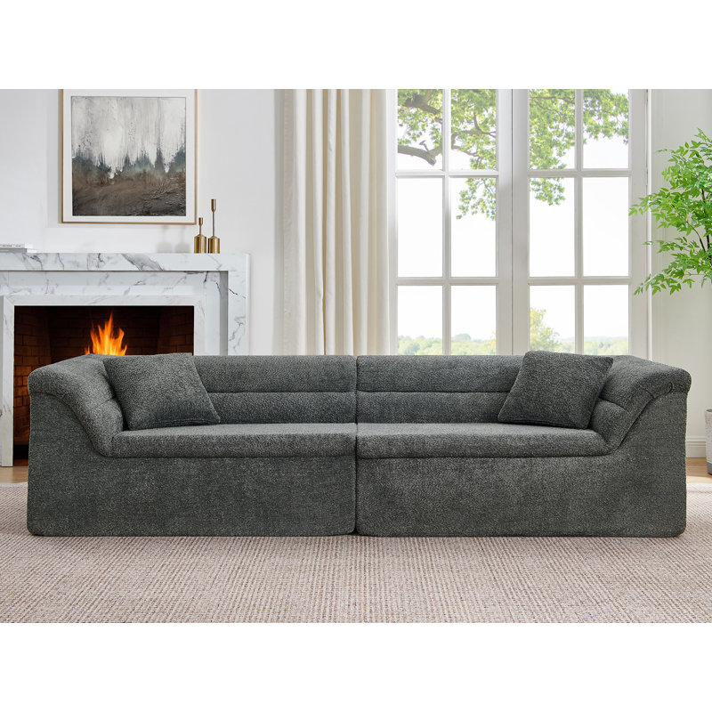 Canapé moderne en tissu à 2 places pour le salon, Boucle gris