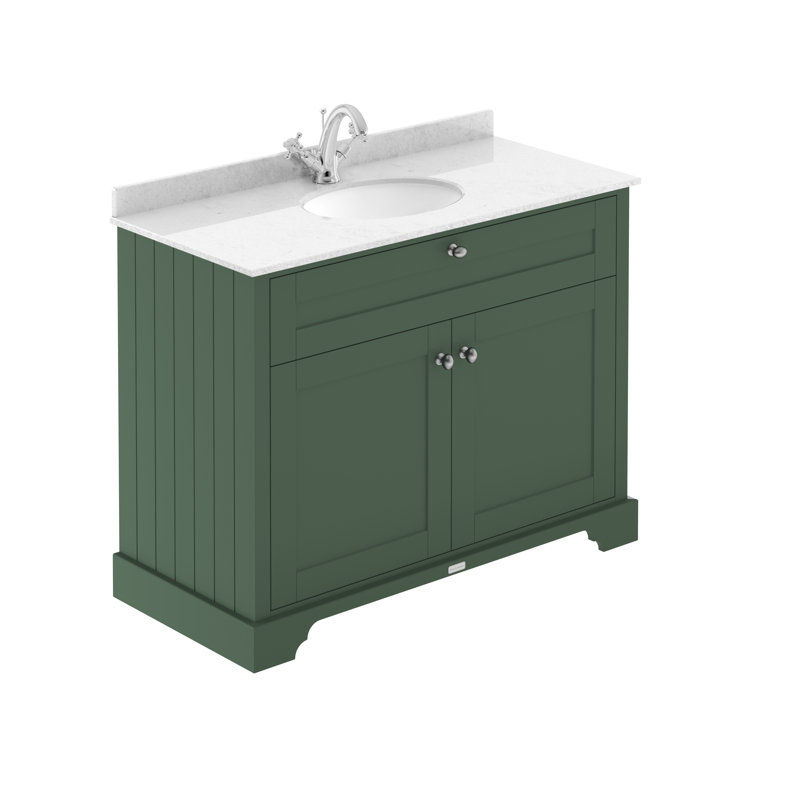 Old London 1000mm Free-standing Single Vanity Unit, White, Twilight Blue