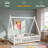 Tent-Shaped Floor Bed,Teepee Bed With Guardrails,Slats-469202394