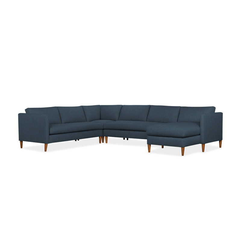 Clifford 4-Piece Upholstered Custom Sectional, Right Hand Facing, Valet Coffee Tweed