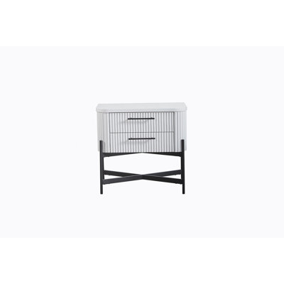 Two-Drawer Nightstand With USB Type C Charging, Ideal For Bedroom Organization And Convenient Device Charging