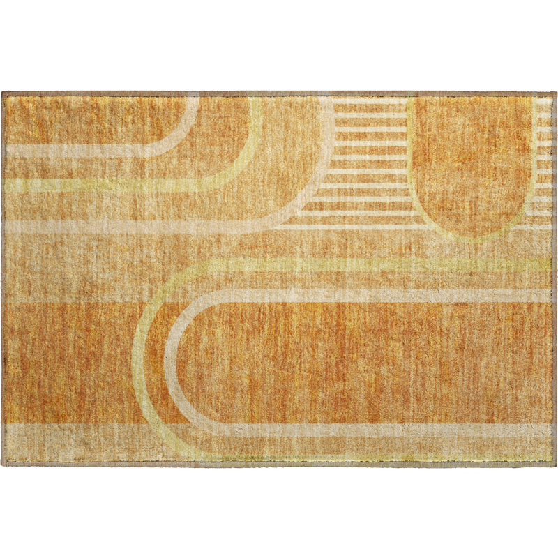 Premium Machine Washable Cerrito AMF532 Terracotta Rug, Rectangle 1'8" x 2'6"