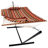 2-Person Polyester Rope Hammock and stand set with Removable Quilted Pad and Pillow - Tropical Orange Stripe-1514085552