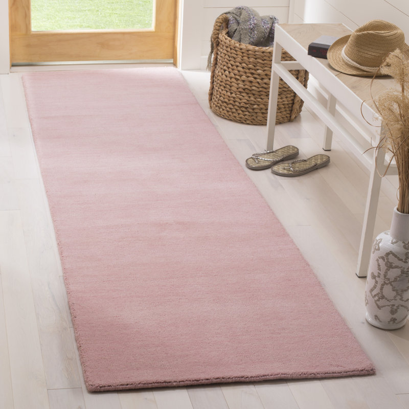 Ewen Hand Loomed Wool/Cotton Solid Color Rug in Light Pink, Runner 2'3" x 8'
