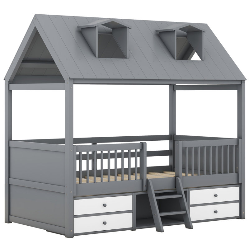 Structure de lit simple en bois, gris, Gris, Lit simple
