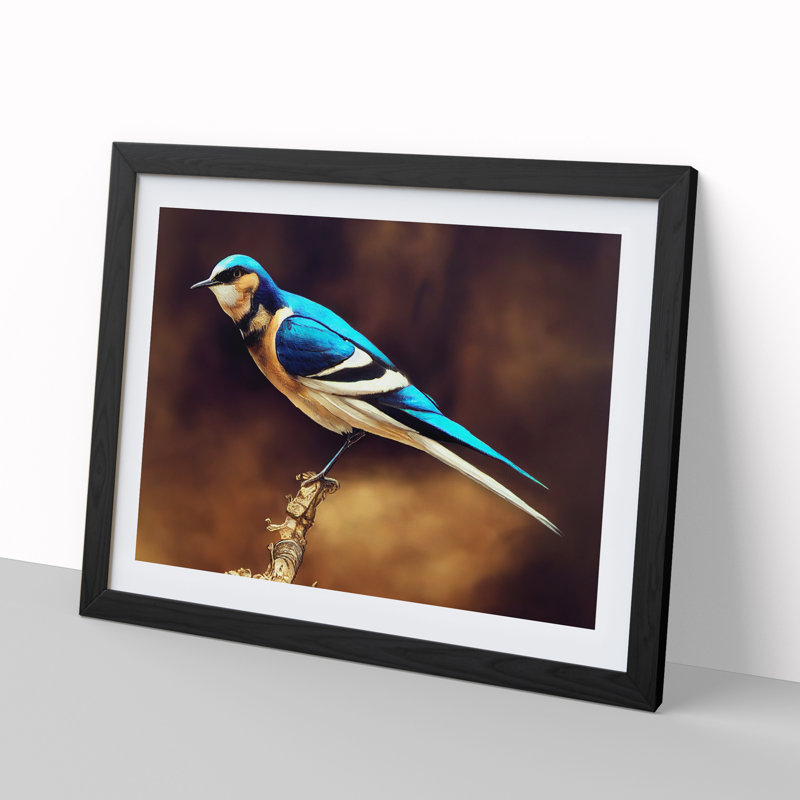 Stupendous Swallow Bird 1 Piece Single Picture Frame Wall Art, 34cm H x 46cm W x 2cm D, Black Framed