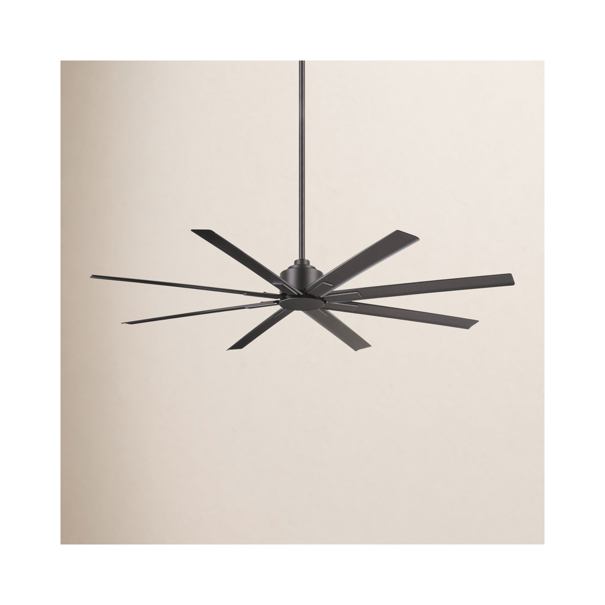 8 - Blade Outdoor Standard Ceiling Fan with Remote Control, Smoked Iron, 65" Wide