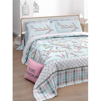 Cotton Blend Floral Coverlet