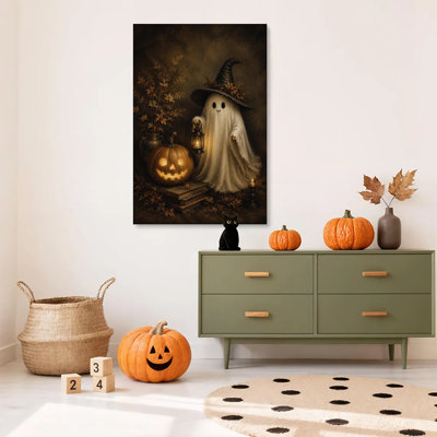 1pc, reproduction d'art sur toile encadrée, Halloween, sorcière fantôme, affiche d'art, impression sur toile, peinture pour salon, chambre, bureau, salle de bain, dortoir, prêt à accrocher