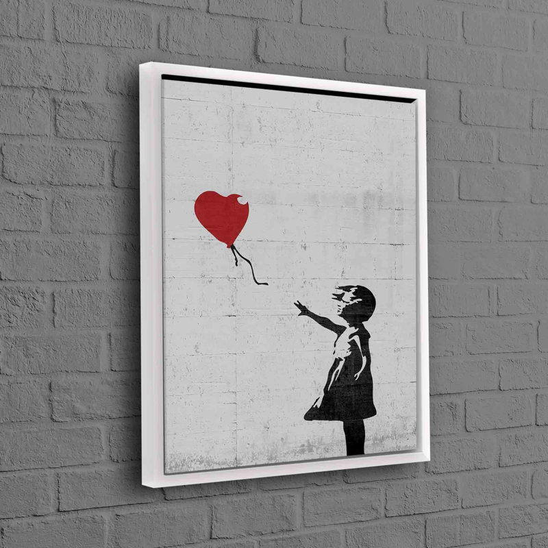Modern Street Art Canvas Featuring a Girl Holding a Heart Balloon - Abstract Graffiti Wall Art Print Perfect for Urban Chic Decor