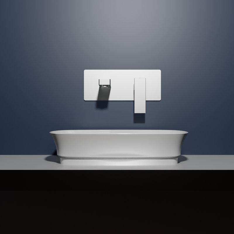 WS Bath Collections Mood 16.9'' Glossy White Ceramic Rectangular Bathroom Sink
