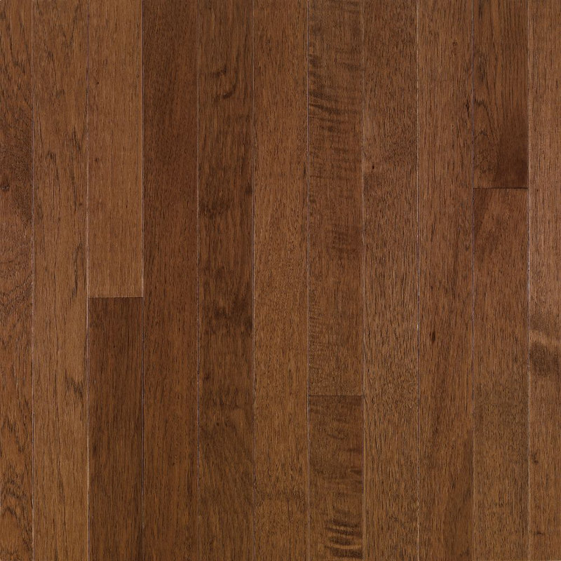Parquet massif en hickory de 3/4 po d'épaisseur x 2 1/4 po de largeur x longueur variable, Brun Plymouth