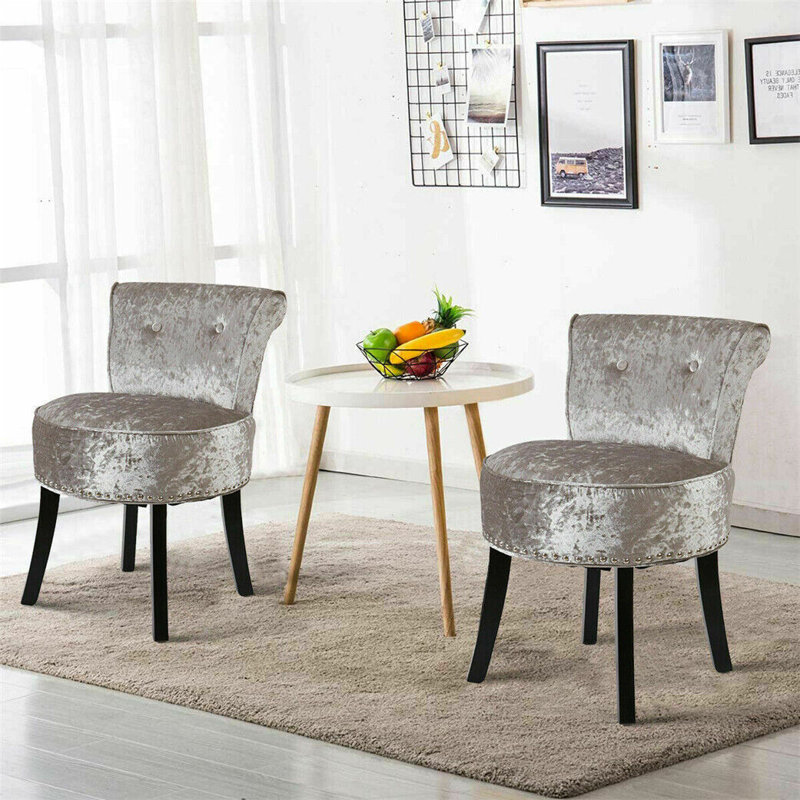 Solid + Manufactured Wood Accent Stool, Silver
