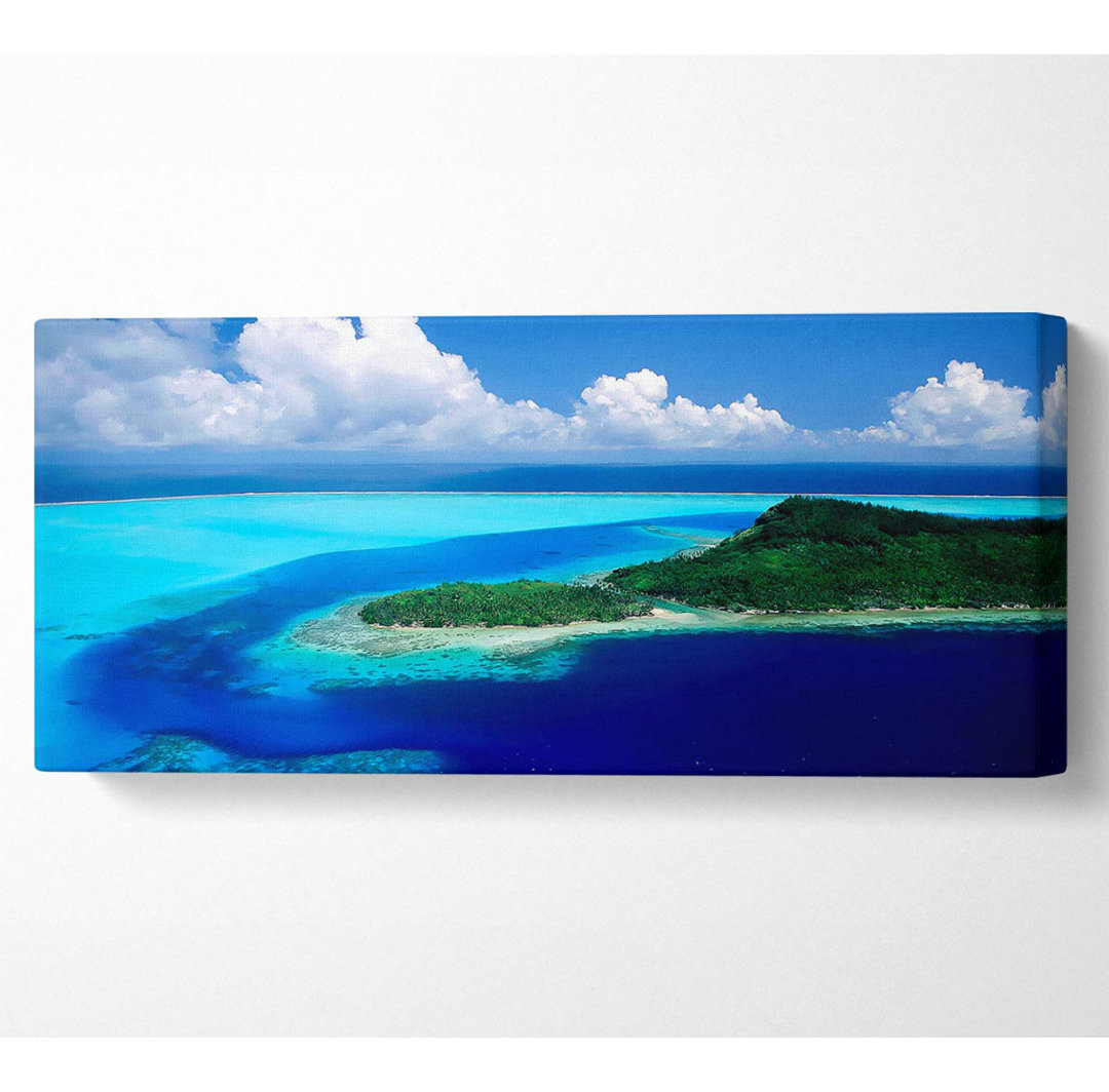 Paradiesinsel von oben Panoramaleinwand