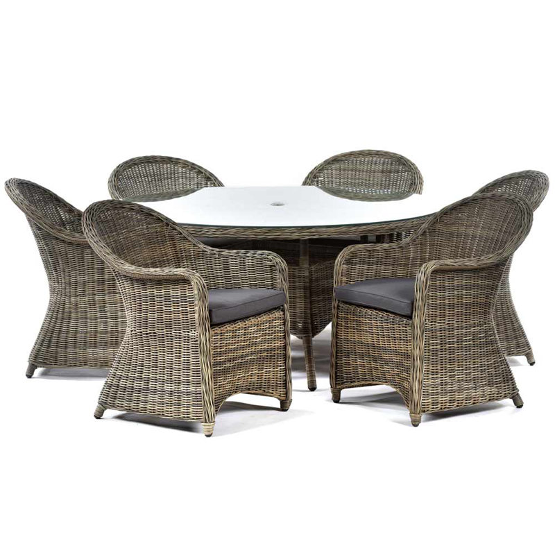 Didcot 6 - Person Wood Patio Dining Set with Round Table , Cushions Included