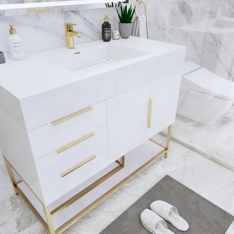 Ensemble de meuble-lavabo simple 42 po Glasgow, Blanc ultrabrillant