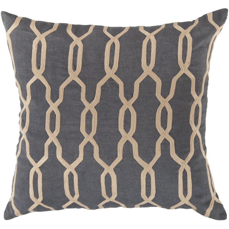 Geometric Throw Pillow, 18" H x 18" W x 4" D, Mediterranean Blue/Parchment, Polyester