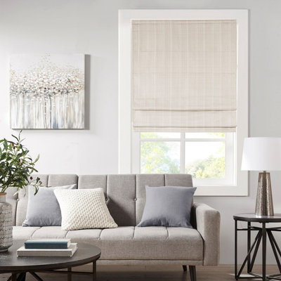 Abat-jour romain sans cordon obscurcissant de 35 po x L 64 po ivoire doux, doublure thermique en mousse, ourlet lesté, tissu amovible, fixation intérieure à l'intérieur, certifié OEKO-TEX avec quincaillerie de fixation