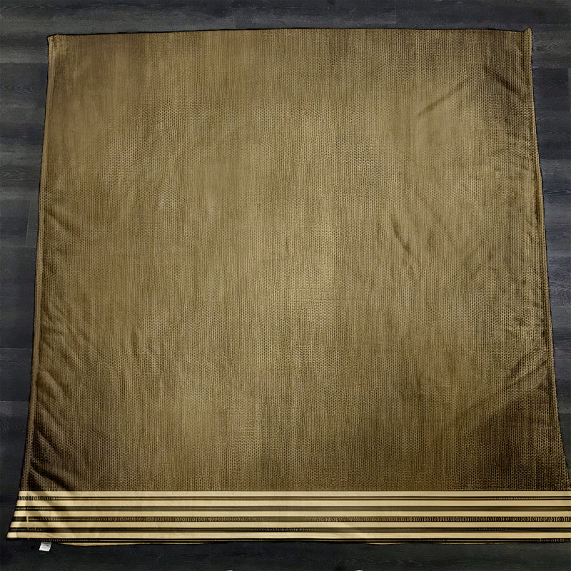 Throw Blanket, 51" W x 60" L, Tan/Brown, Striped/Solid