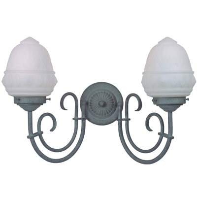 V2992-85 Fravel 2 - Light Dimmable Platinum Rust Armed Sconce with Rome Jade Glass Shades