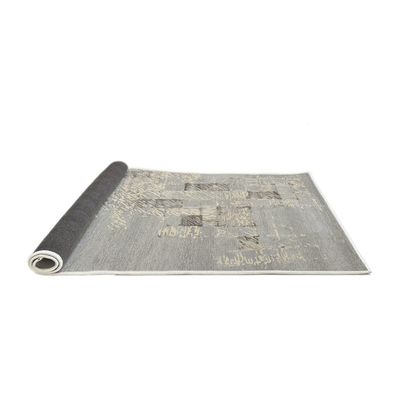 Tapis abstrait gris / beige, Rond 7 pi