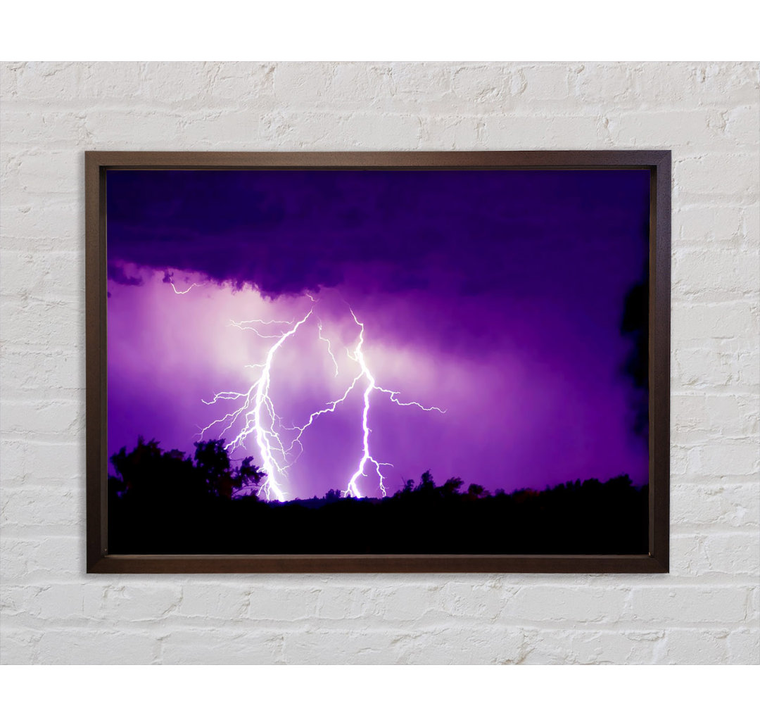 Purple Lightning Hill Tops - Einzelner Bilderrahmen Kunstdrucke auf Leinwand