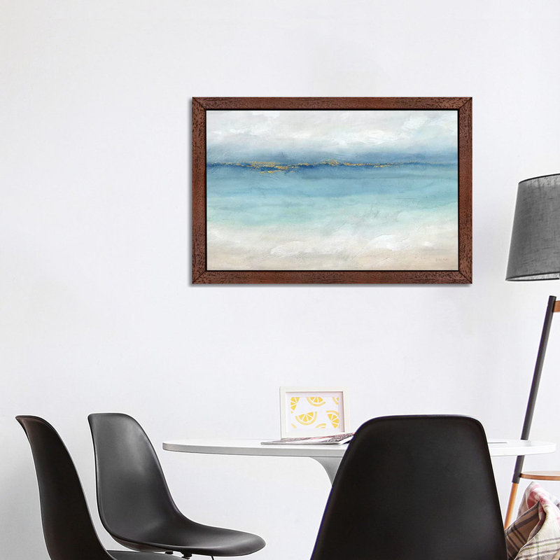 Serene Sea Landscape - Painting on Canvas, 101.6 cm H x 66.04 cm W, White Framed