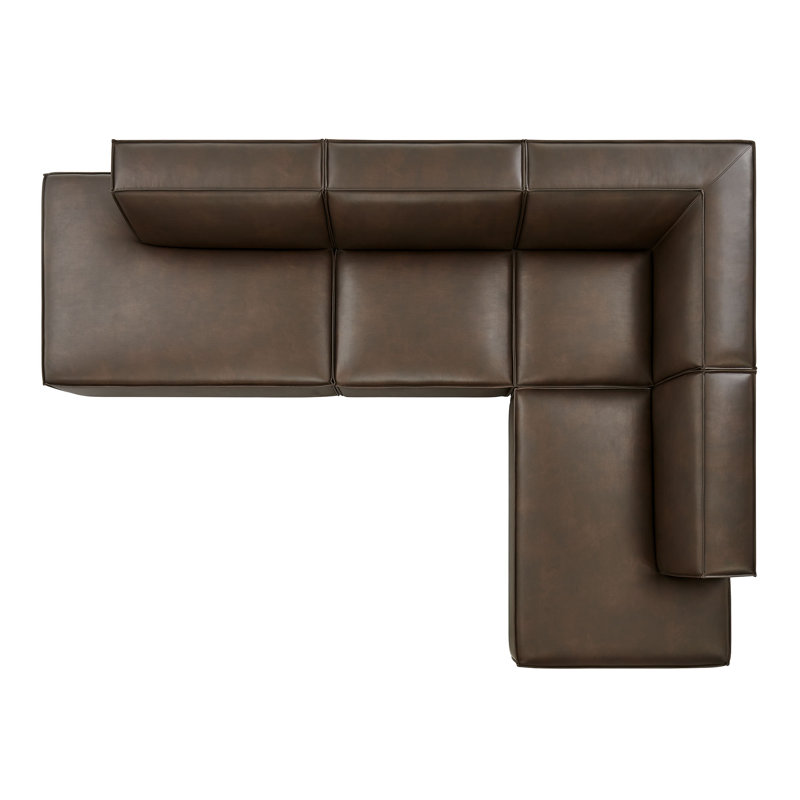 Canapé modulaire en forme de L sans accoudoirs 4 pièces Bange en espresso Bange, Similicuir espresso