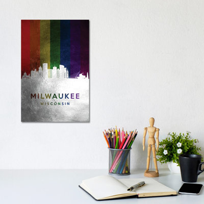Milwaukee Wisconsin Spectrum Skyline 1 Piece Wrapped Canvas Wall Art
