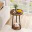Ensemble de tables basses rondes 3 pièces, table basse industrielle et 2 tables d'appoint, plateau de table d'apparence en bois avec structure en métal, mobilier d'appoint à bords relevés pour le salon