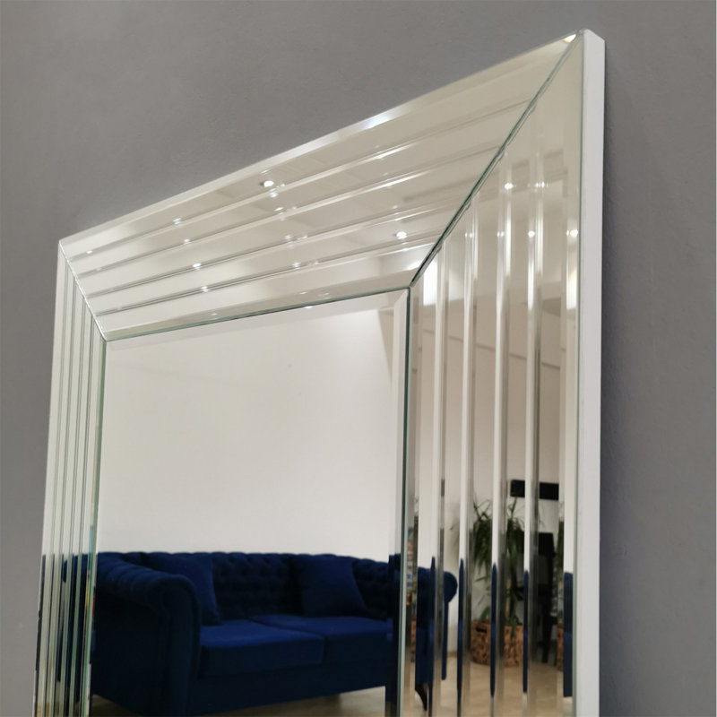 Modern Silver Wall Mirror, 23.6 x 39.4 inches | 100% MDF, Horizontally & Vertically Adjustable | Assembled Design for Easy Installation, Perfect for Contemporary Home Decor & Elegant Spaces