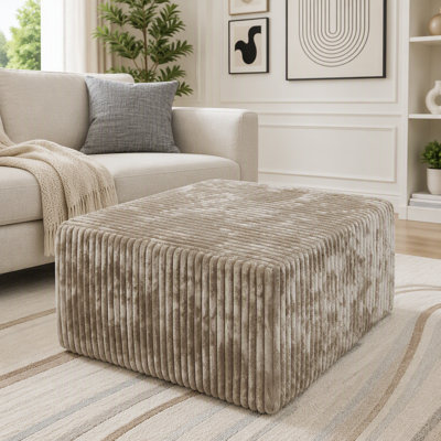 Pouf modulaire cube en velours côtelé rayé