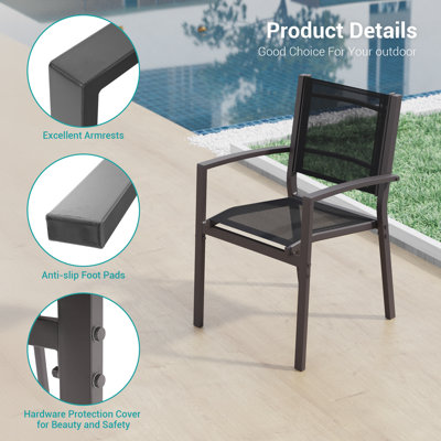 Outdoor Stacking Metal Patio Dining Armchair 6pcs