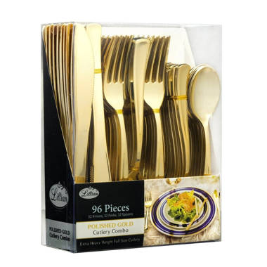Plastic Knives - Gold Disposable Steak Knives, Smarty Had A Party