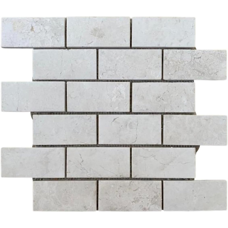 CNK Tile Brick 2"X4" Marble Mosaic Tile, White