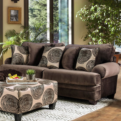 92.4" W Transitional Sofa, Brown
