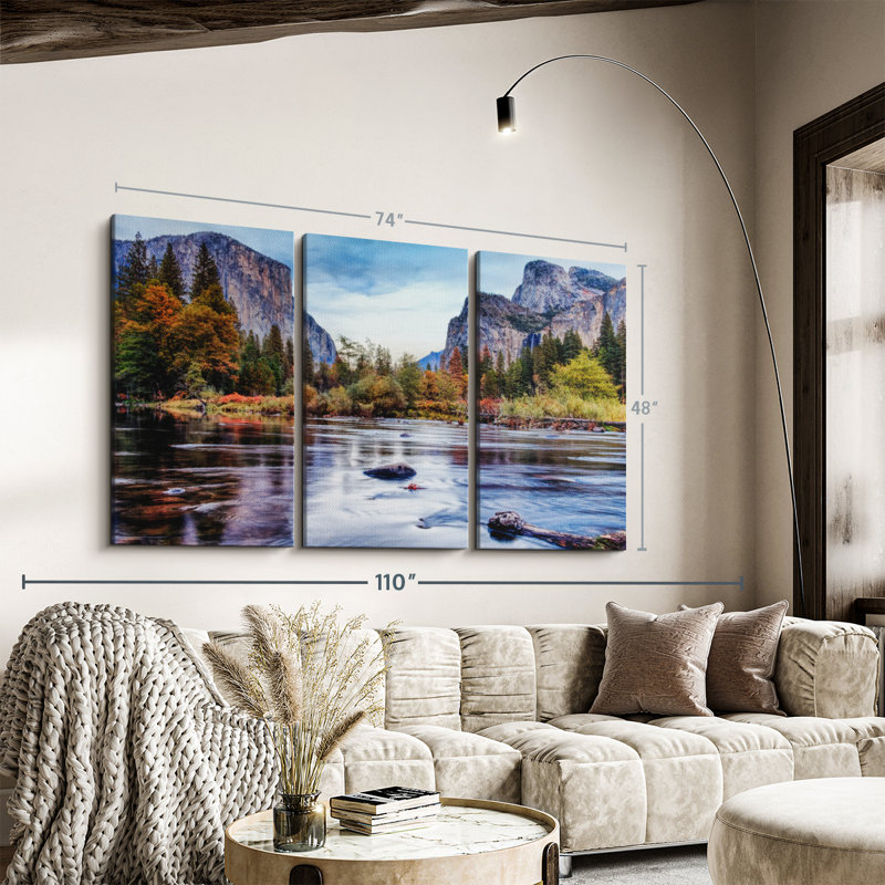 «Yosemite Autumn River», 3 pièces, H 48 po x l 74 po