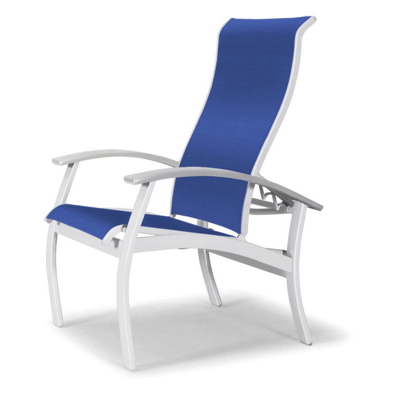 Chaise de patio Askar, Blanc, Atlantis bleu royal Sunbrella®, Blanc brillant
