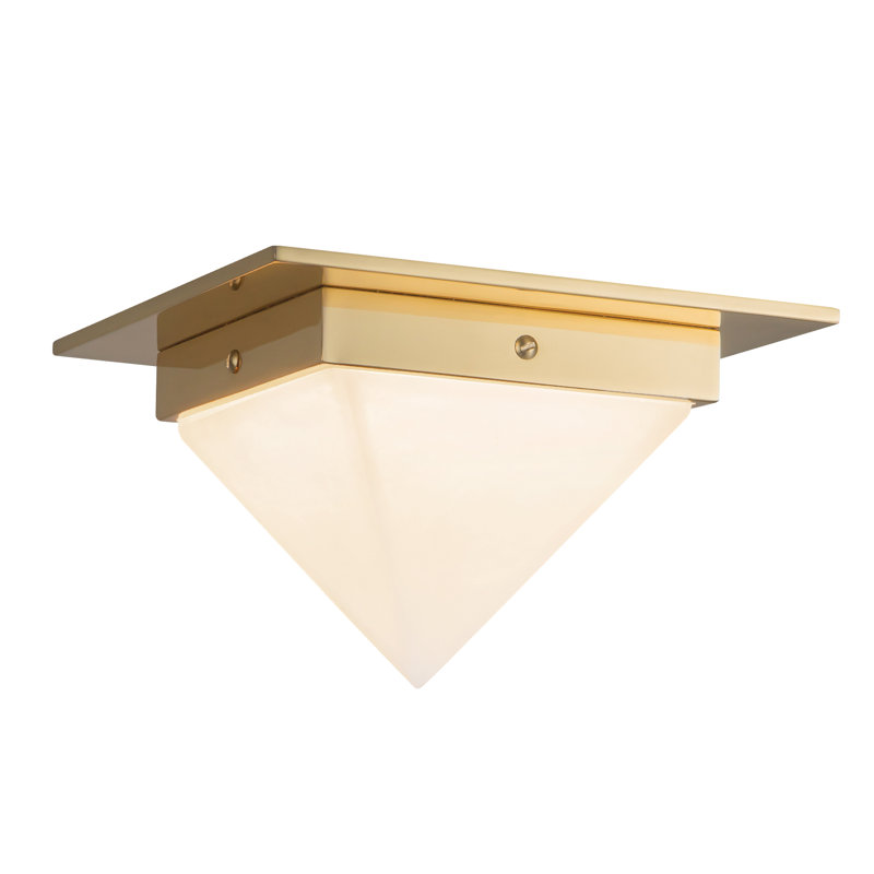 Mineral 8-in Brass Flush Mount, Brass, Alabaster