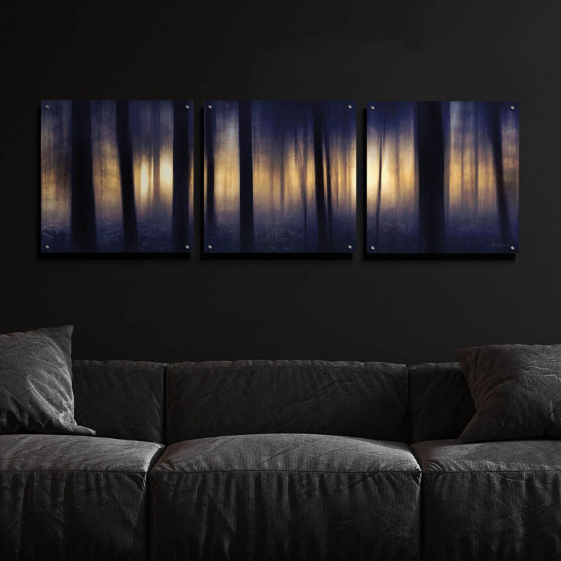 «Edge of the Forest» par Lori Deiter, ensemble d'art mural en verre acrylique, 3 pièces, H 24 po x l 72 po