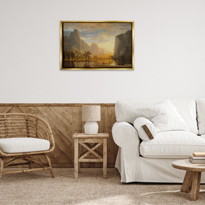 Classic Bierstadt Yosemite Landscape Brown Framed Floater Canvas by one1000paintings