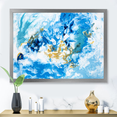 «Blue and White Liquide Waves II», peinture sur toile