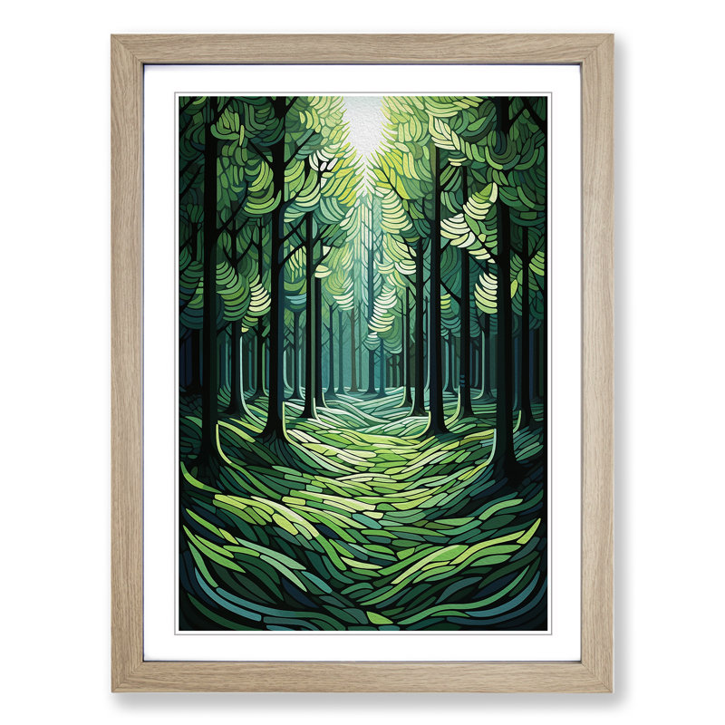 Spring Forest Op 1 Piece Single Picture Frame Wall Art, 46cm H x 34cm W, Oak Framed