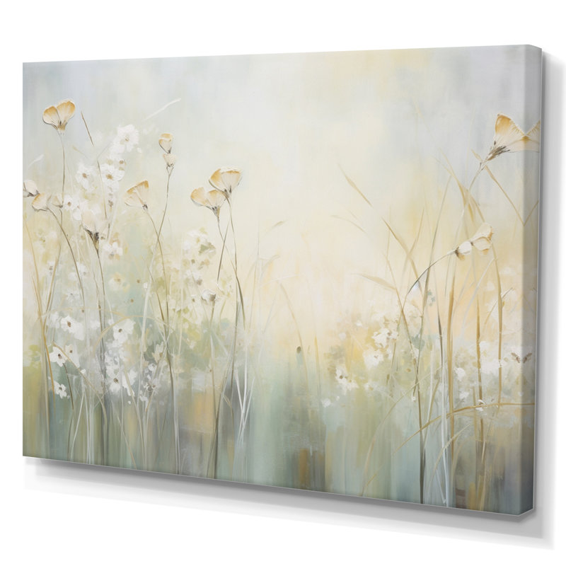 «Green Beige Serene Meadows I», reproduction d'art sur toile, Toile tendue, H 16 po x l 32 po x P 1 po