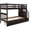 Lit superposé Twintwin avec trois tiroirs. Solide et solide. Option de couchage supplémentaire pour la chambre à coucher ou le dortoir. Espaces de rangement sous les escaliers. Polyvalent, il peut s'agir de deux lits séparés. . Sans boîte-1907748119