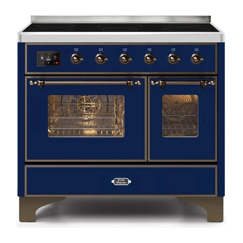 ILVE Majestic II Series 40 inch Induction Range with 6 Induction Elements (Glass Door), Midnight Blue/Bronze