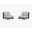 Black Wicker Outdoor Armless Chair Conversation Set, Pacific Fog Gray