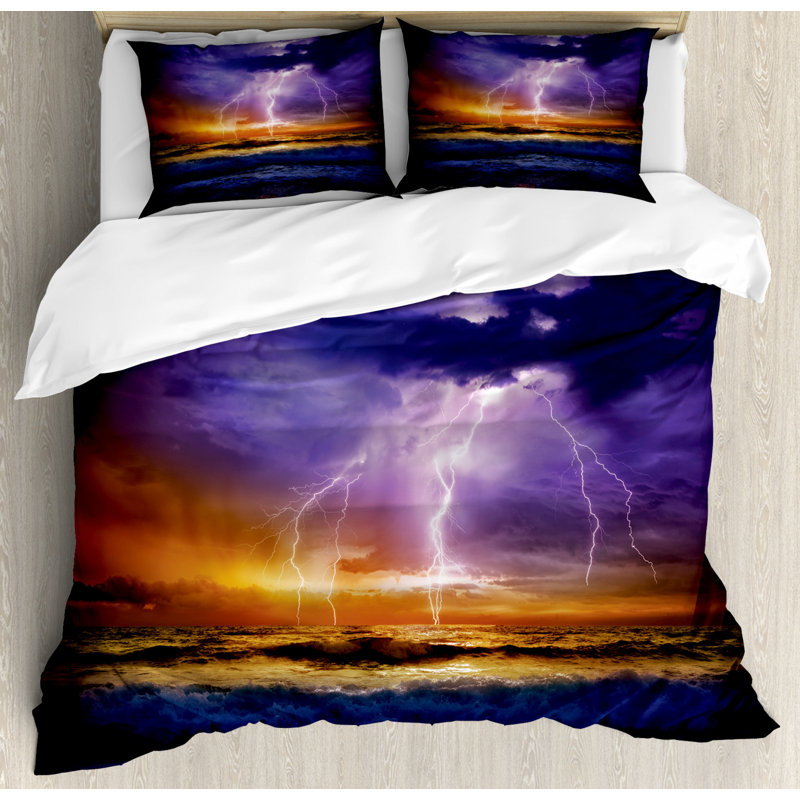 Coastal Polyester Duvet Cover, King Duvet Cover + 2 Shams